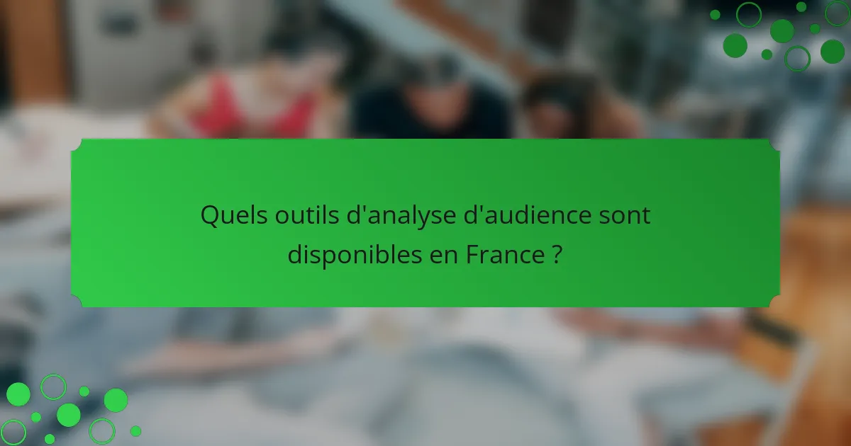 Quels outils d'analyse d'audience sont disponibles en France ?